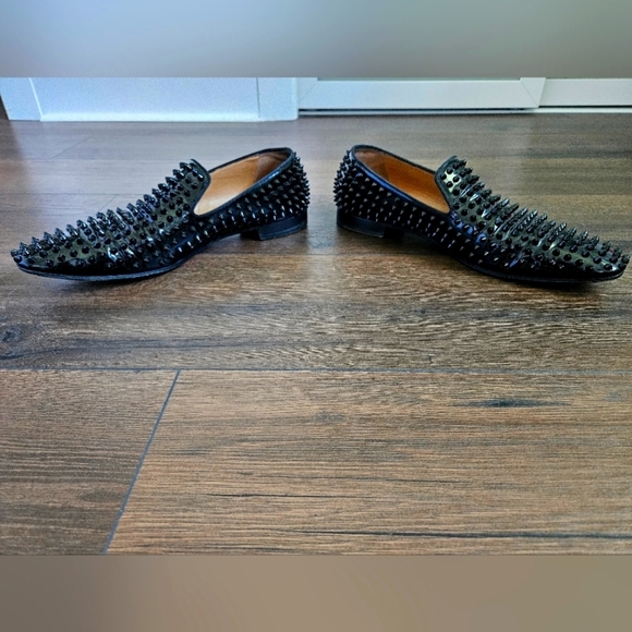 Louboutin Men\'s Black Dandelion Spikes Flat Patent - Size 45 US 11